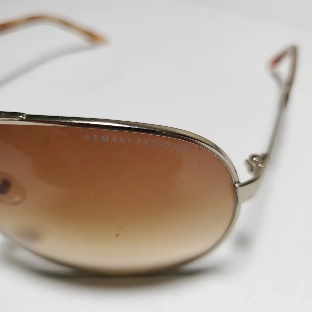Unisex Armani Exchange Aviator Sunglasses Gold Frame Brown Lens AX150/S